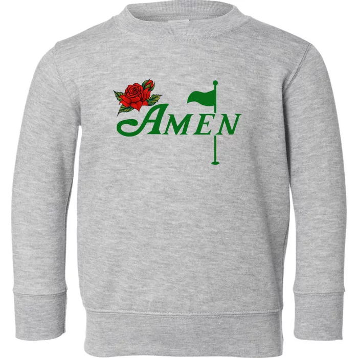 Masters Golf Tournament Golfing Amen Floral Master Golfer Toddler Sweatshirt