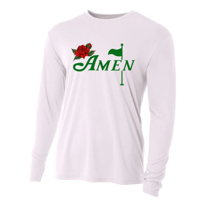 Masters Golf Tournament Golfing Amen Floral Master Golfer Cooling Performance Long Sleeve Crew