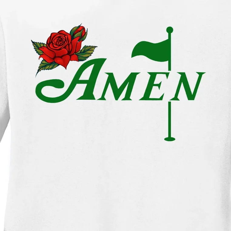 Masters Golf Tournament Golfing Amen Floral Master Golfer Ladies Long Sleeve Shirt