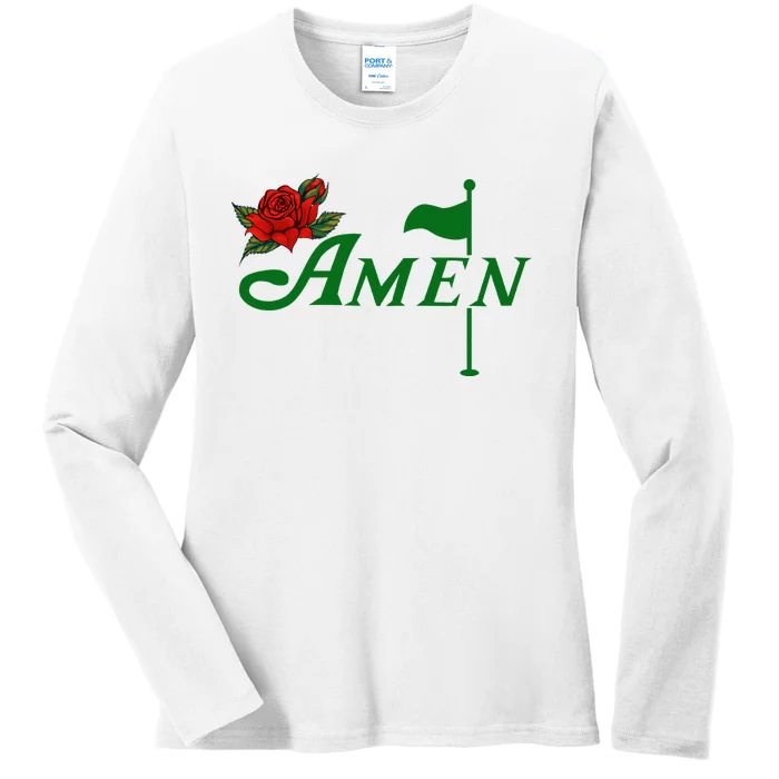 Masters Golf Tournament Golfing Amen Floral Master Golfer Ladies Long Sleeve Shirt