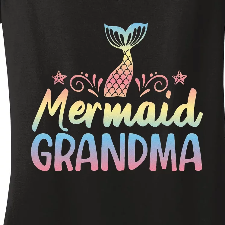 Mermaid Grandma Underwater Grandmother Myth Folklore Women's V-Neck T-Shirt