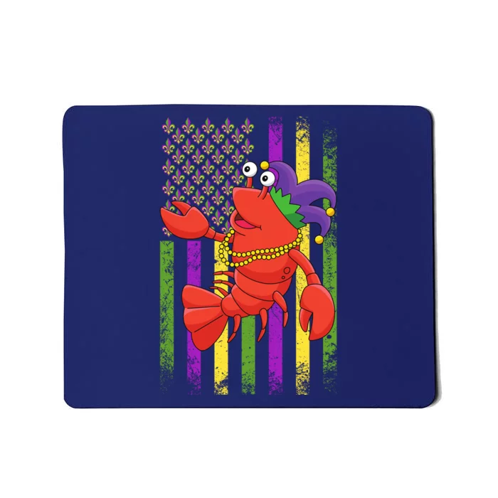 Mardi Gras Us American Flag With Crawfish New Orleans Mousepad