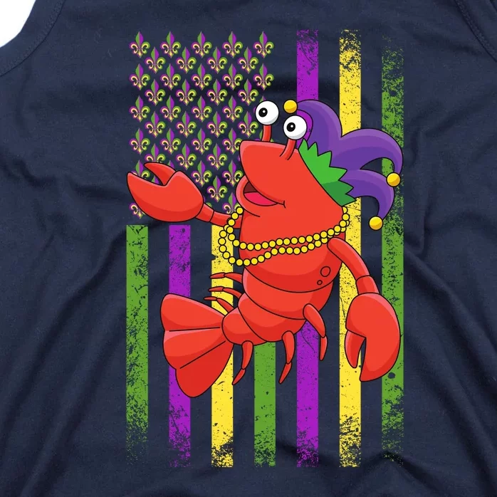 Mardi Gras Us American Flag With Crawfish New Orleans Tank Top