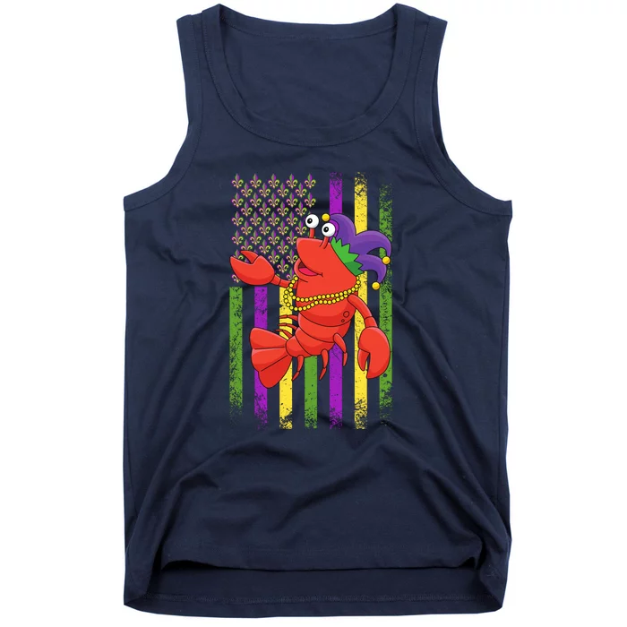 Mardi Gras Us American Flag With Crawfish New Orleans Tank Top