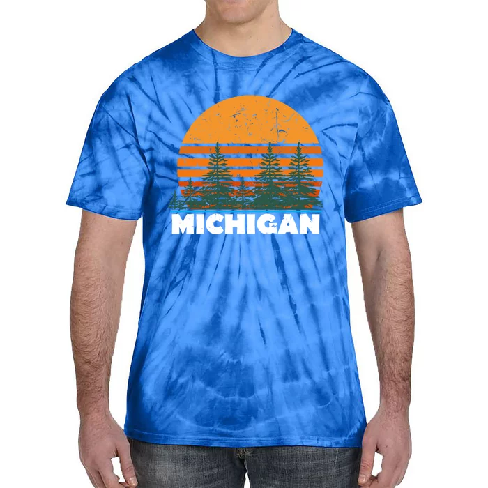 Michigan Gift Vintage Retro Sunset Mi State Hood Gift Tie-Dye T-Shirt