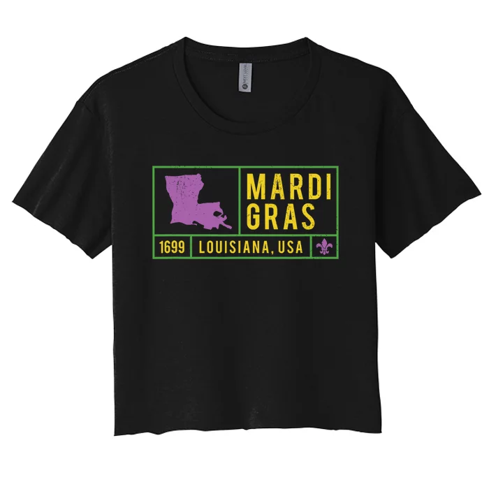 Mardi Gras Vintage New Orleans 1699 Louisiana Women's Crop Top Tee