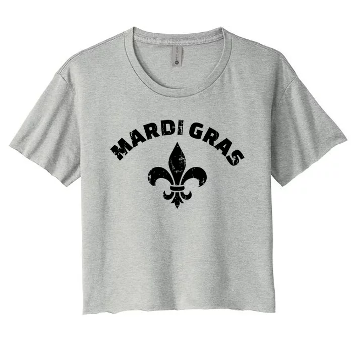 Mardi Gras Vintage Fleur De Lis Gift Women's Crop Top Tee