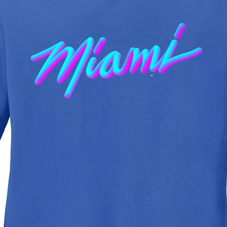 Miami Gift Vaperwave Synthwave 80s Style Retro Design Gift Ladies Long Sleeve Shirt