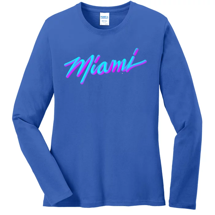 Miami Gift Vaperwave Synthwave 80s Style Retro Design Gift Ladies Long Sleeve Shirt