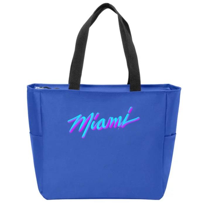 Miami Gift Vaperwave Synthwave 80s Style Retro Design Gift Zip Tote Bag