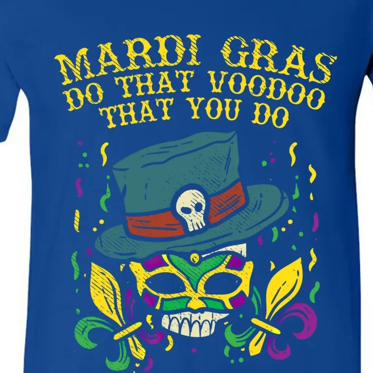 Mardi Gras Voodoo Skull Funny Nola New Orleans Carnival Gift Meaningful Gift V-Neck T-Shirt