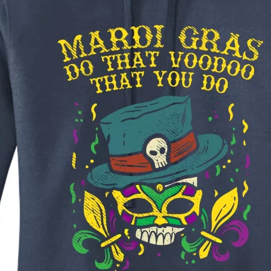 Mardi Gras Voodoo Skull Funny Nola New Orleans Carnival Gift Meaningful Gift Women's Pullover Hoodie