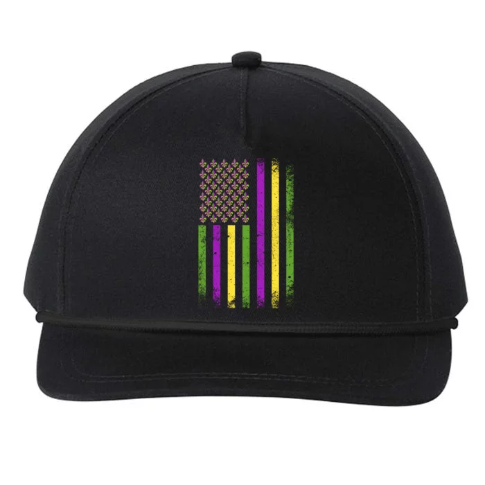 Mardi Gras Vintage Flag Celebration Snapback Five-Panel Rope Hat