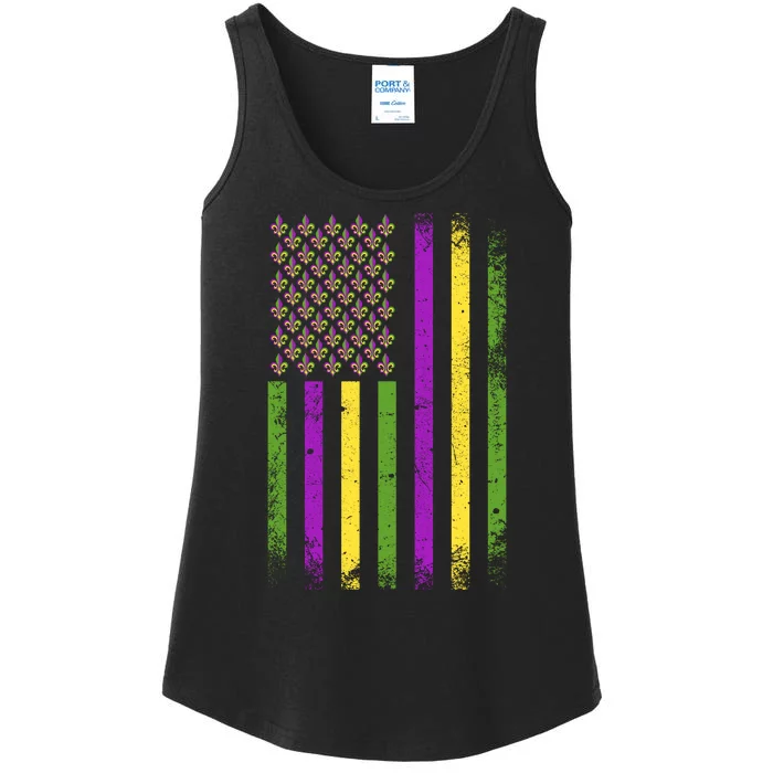 Mardi Gras Vintage Flag Celebration Ladies Essential Tank