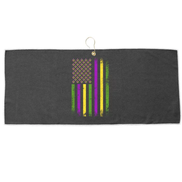 Mardi Gras Vintage Flag Celebration Large Microfiber Waffle Golf Towel