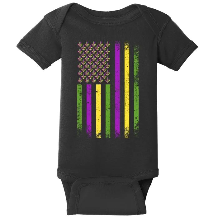 Mardi Gras Vintage Flag Celebration Baby Bodysuit