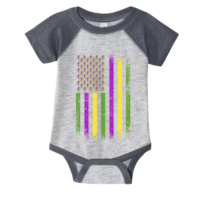 Mardi Gras Vintage Flag Celebration Infant Baby Jersey Bodysuit