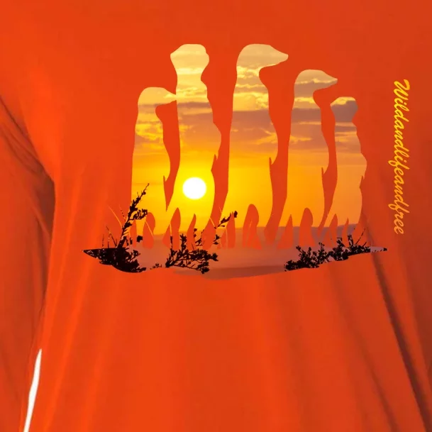 Meerkat Group With Sunset Wildlife Meerkat Cute Gift Cooling Performance Long Sleeve Crew