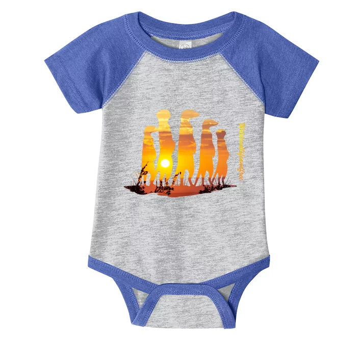 Meerkat Group With Sunset Wildlife Meerkat Cute Gift Infant Baby Jersey Bodysuit