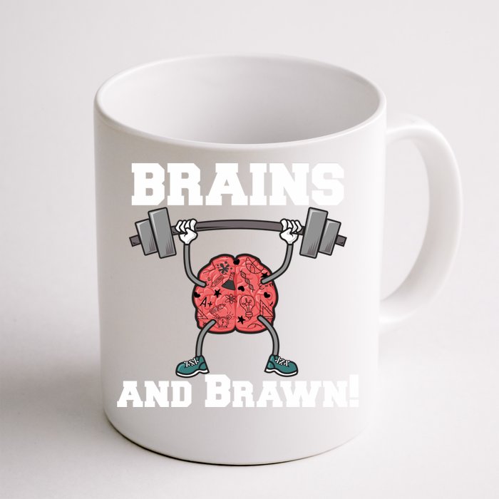 Men Gym Workout Brains And Brawn! Meaningful Gift Front & Back Coffee Mug