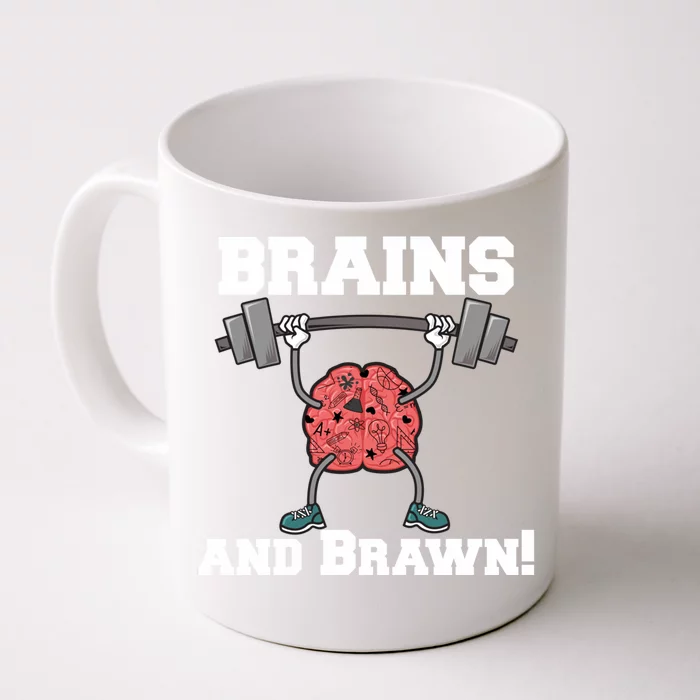 Men Gym Workout Brains And Brawn! Meaningful Gift Front & Back Coffee Mug