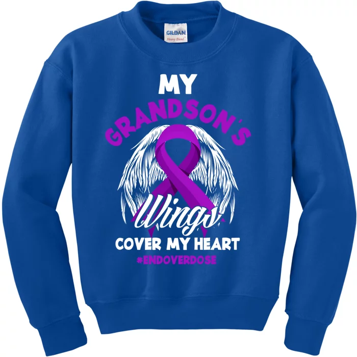 My Grandson's Wings Cover My Heart End Overdose Cool Gift Kids Sweatshirt