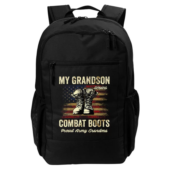 My Grandson Wears Combat Boots Proud Army Grandma Veteran Daily Commute Backpack