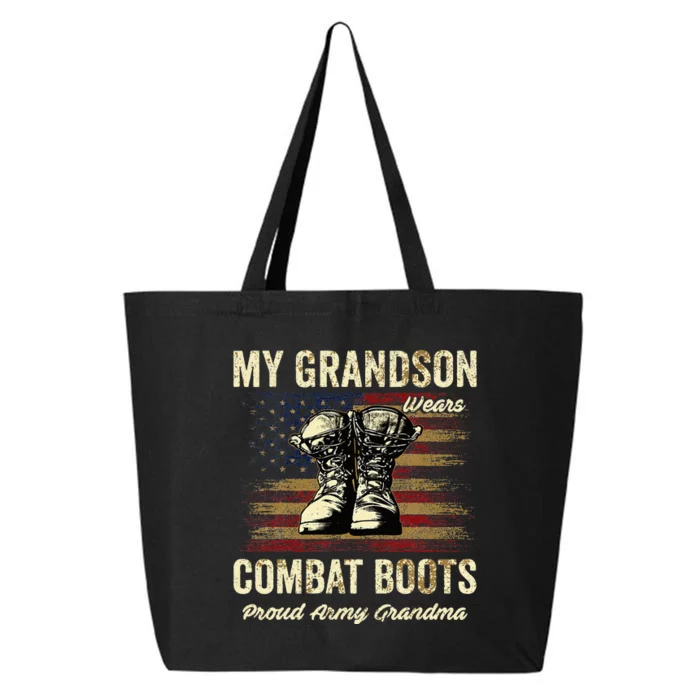 My Grandson Wears Combat Boots Proud Army Grandma Veteran 25L Jumbo Tote