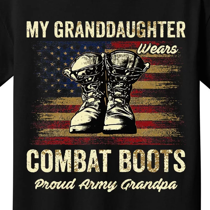 My Granddaughter Wears Combat Boots Proud Army Grandpa Kids T-Shirt