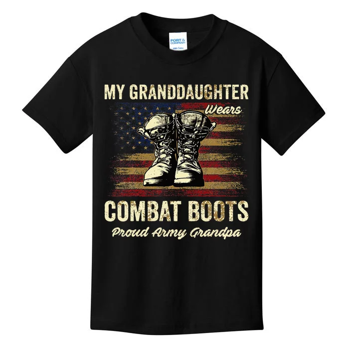 My Granddaughter Wears Combat Boots Proud Army Grandpa Kids T-Shirt