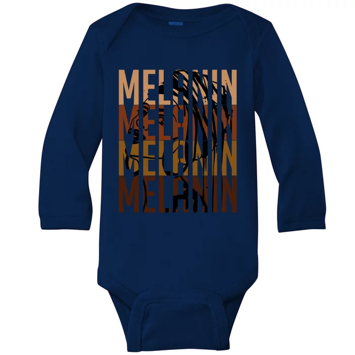 Melanin Graphic With Dashiki African Art Black History Gift Baby Long Sleeve Bodysuit