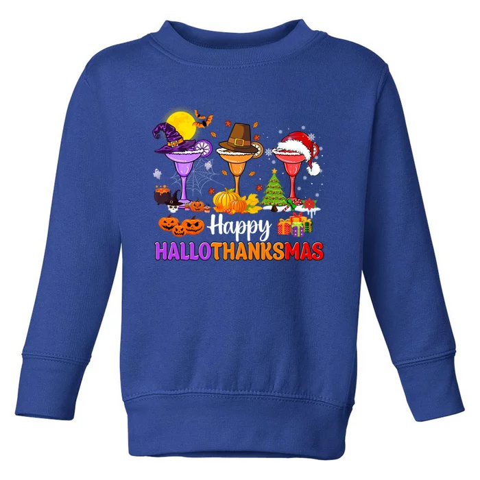 Margarita Glasses Witch Santa Hat Fall Happy Hallothanksmas Meaningful Gift Toddler Sweatshirt