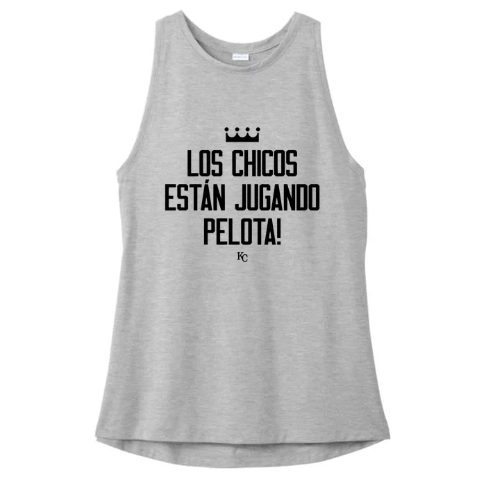 Maikel Garcia Wearing Los Chicos Estan Jugando Pelota Ladies Tri-Blend Wicking Tank