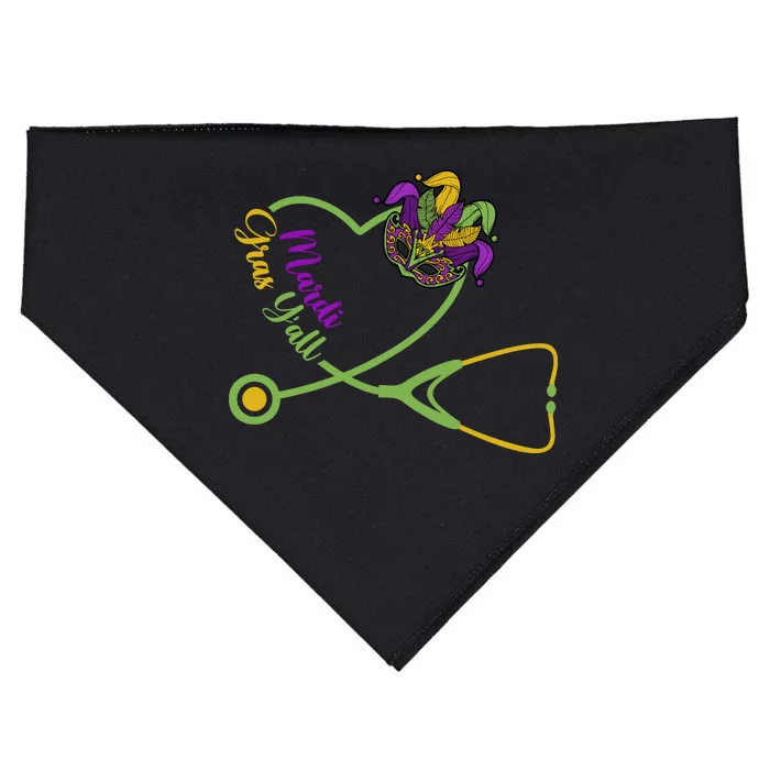 Mardi Gras YAll Stethoscope Cute Nurse USA-Made Doggie Bandana