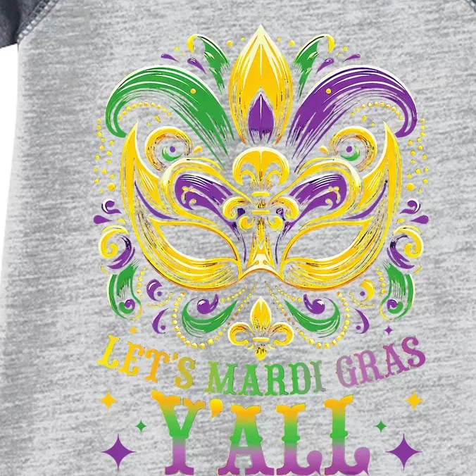 Mardi Gras YAll Galveston Fun Cute Beads And Mask Infant Baby Jersey Bodysuit