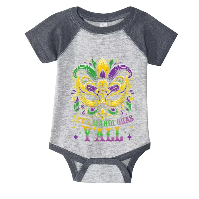 Mardi Gras YAll Galveston Fun Cute Beads And Mask Infant Baby Jersey Bodysuit