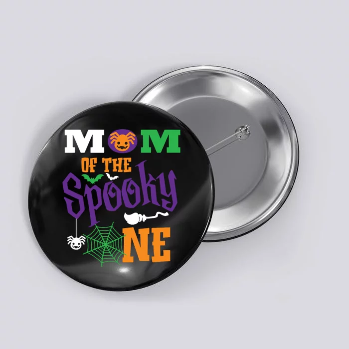 Mom Halloween 1st Birthday Matching Family Spooky One Boy Button