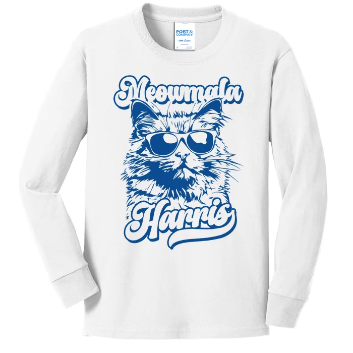 Meowmala Harris 2024 Funny Cat Lady Kids Long Sleeve Shirt