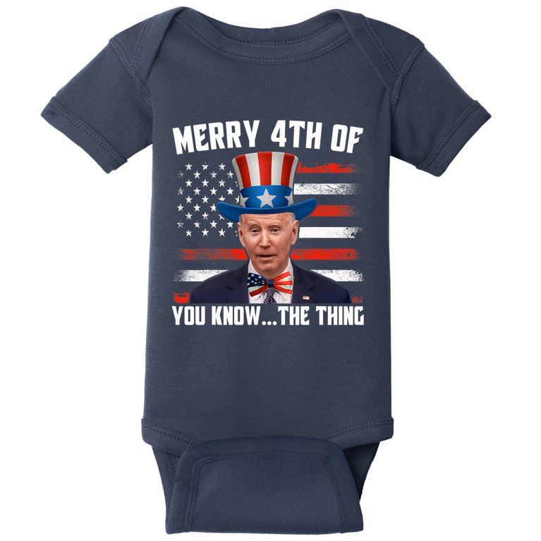 Merry Happy 4th Of You Know The Thing Funny Biden Confused Baby Bodysuit
