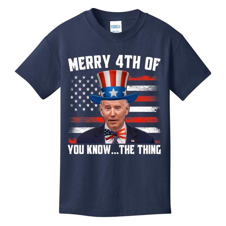 Merry Happy 4th Of You Know The Thing Funny Biden Confused Kids T-Shirt