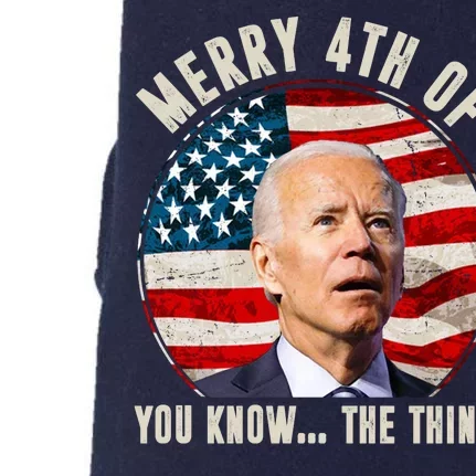 Merry Happy 4th Of You Know The Thing Funny Biden Confused Doggie 3-End Fleece Hoodie