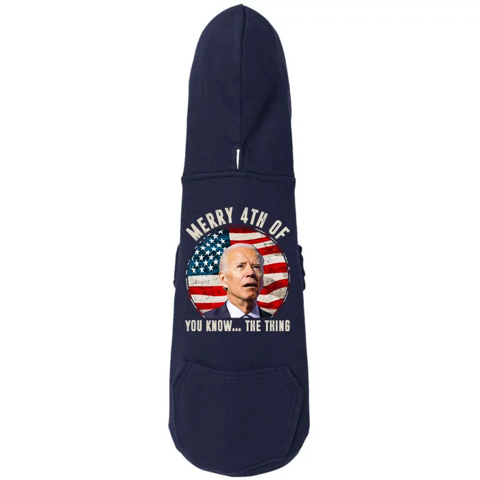 Merry Happy 4th Of You Know The Thing Funny Biden Confused Doggie 3-End Fleece Hoodie