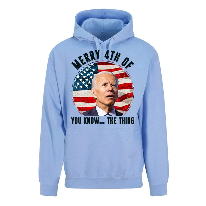 Merry Happy 4th Of You Know The Thing Funny Biden Confused Unisex Surf Hoodie