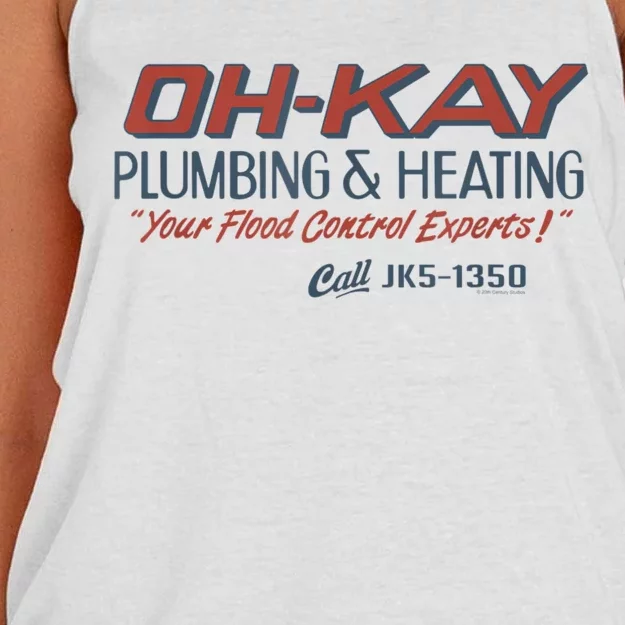 Mens Home Alone OHKAY Plumbing & Heating Women's Knotted Racerback Tank