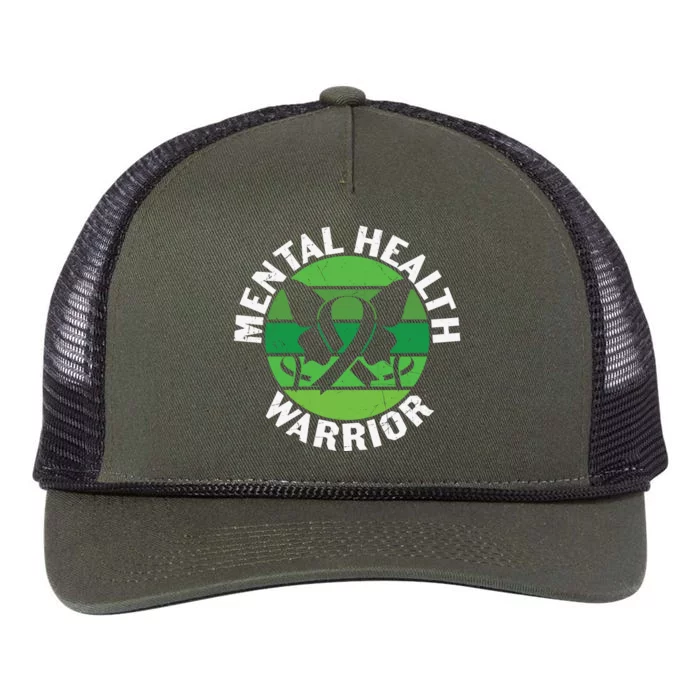 Mental Health Awareness Funny Mental Health Warrior Gift Retro Rope Trucker Hat Cap