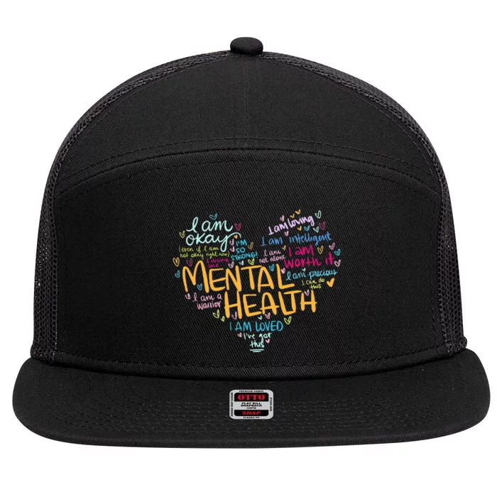 Mental Health Awareness Gifts Depression 7 Panel Mesh Trucker Snapback Hat