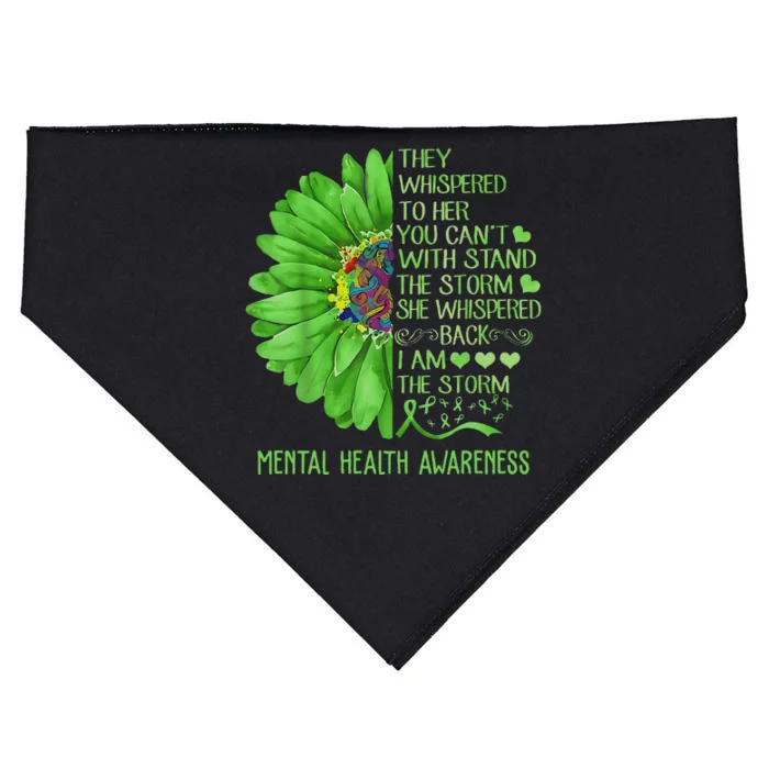 Mental Health Awareness Matters Sunflower I Am The Storm USA-Made Doggie Bandana