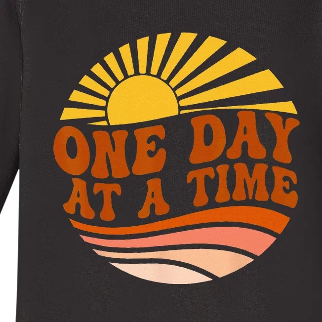 Mental Health Awareness One Day At A Time Retro Sunshine Baby Long Sleeve Bodysuit