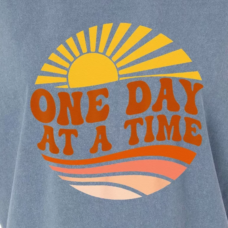 Mental Health Awareness One Day At A Time Retro Sunshine Garment-Dyed Women's Muscle Tee