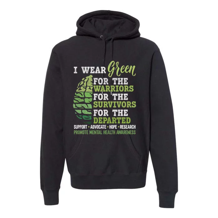 Mental Health Awareness Matters Support I Wear Green Warrior Premium Hoodie